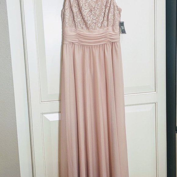 JH Evenings Floor Length Blush Pink Gown Size 12 Long Bridesmaid Prom Dress NWT - Picture 3 of 9